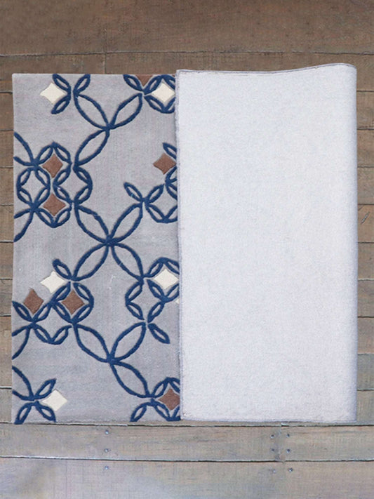 Carpet Hand Tufted 100% Woollen Geometric Floral Grey - 4ft X 6ft