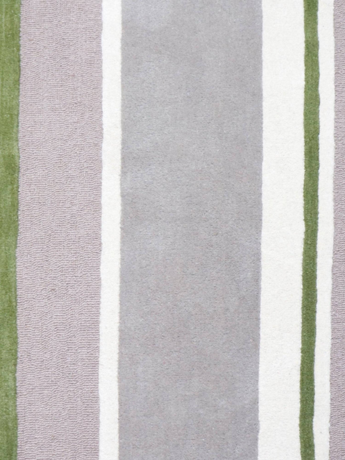 Carpet Hand Tufted 100% Woollen Mushroom, Green And Brown Stripes - 4ft X 6ft
