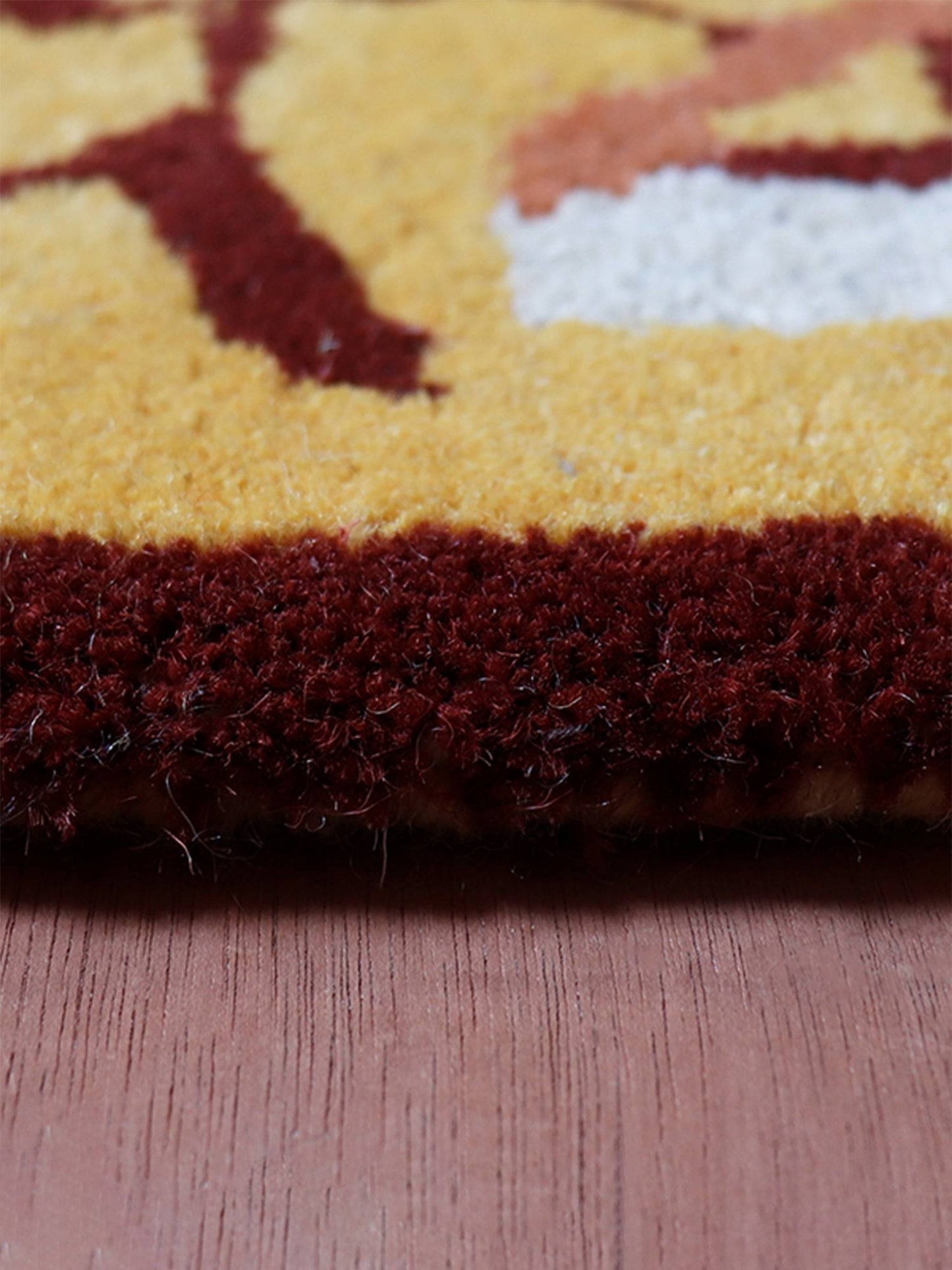 Carpet Hand Tufted 100% Woollen Mustard, Gold And Rust Patchwork - 4ft X 6ft