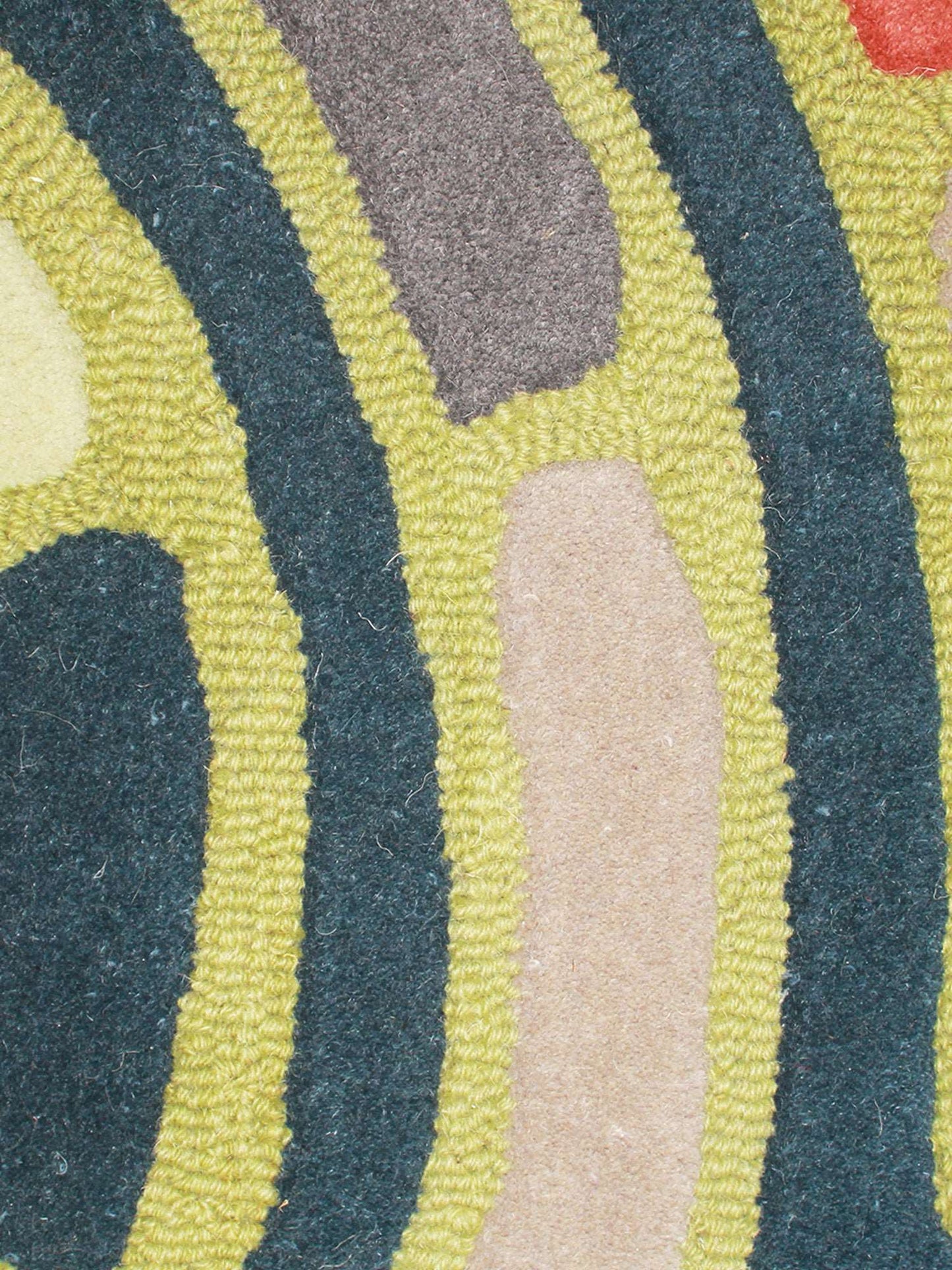 Carpet Hand Tufted 100% Woollen Greens/Rust/Teal - 3ft X 5ft