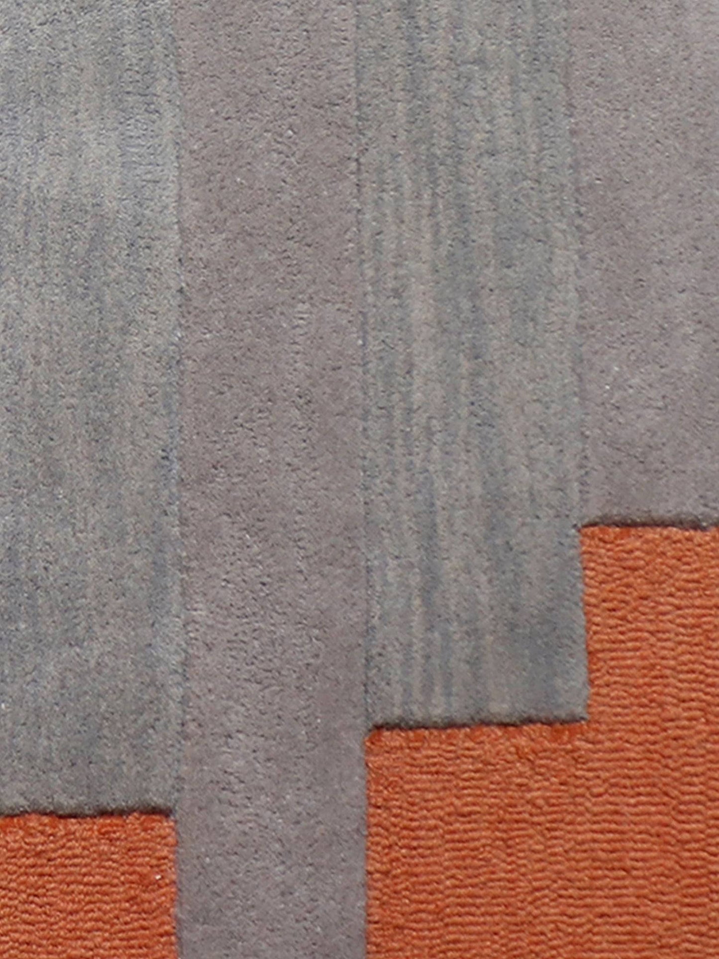 Carpet Hand Tufted 100% Woollen Off White Red Grey Block - 4ft X 6ft