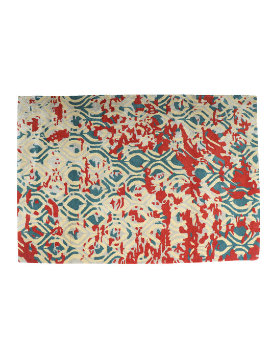 Carpet Hand Tufted 100% Woolen Abstract Ogee Multi - 4 X 6 Feet
