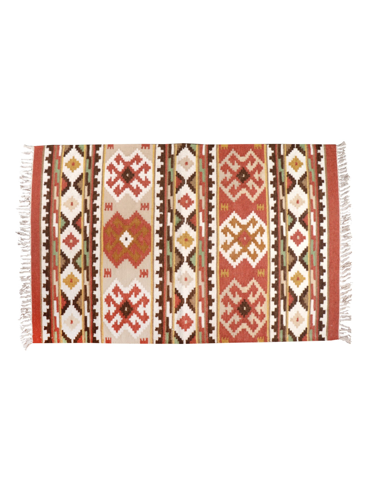 Dhurrie Turkish Kilim Handwoven Woolen for Floor, Living Room & Bedroom | Multi - 3x5 feet