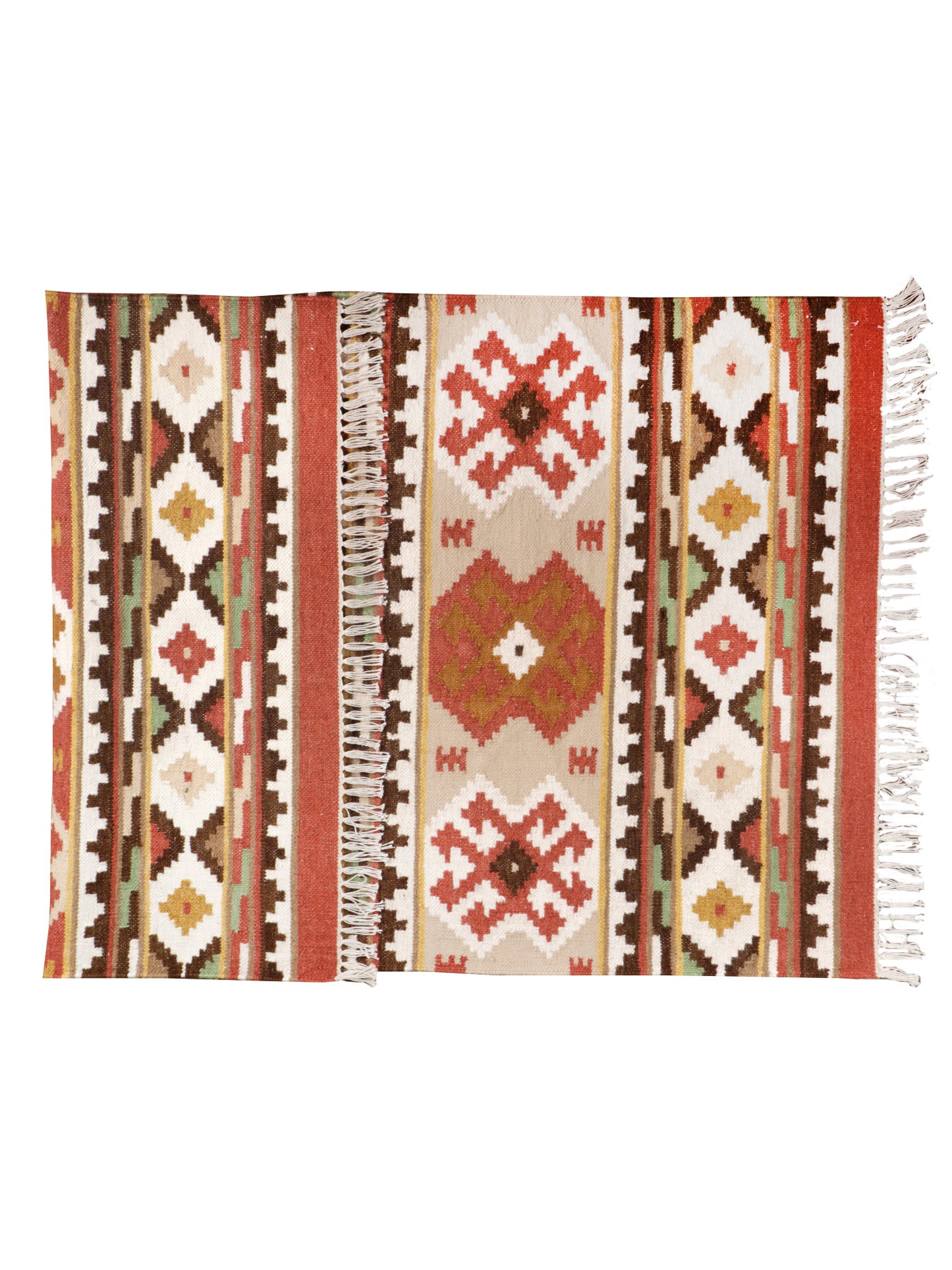 Dhurrie Turkish Kilim Handwoven Woolen for Floor, Living Room & Bedroom | Multi - 3x5 feet