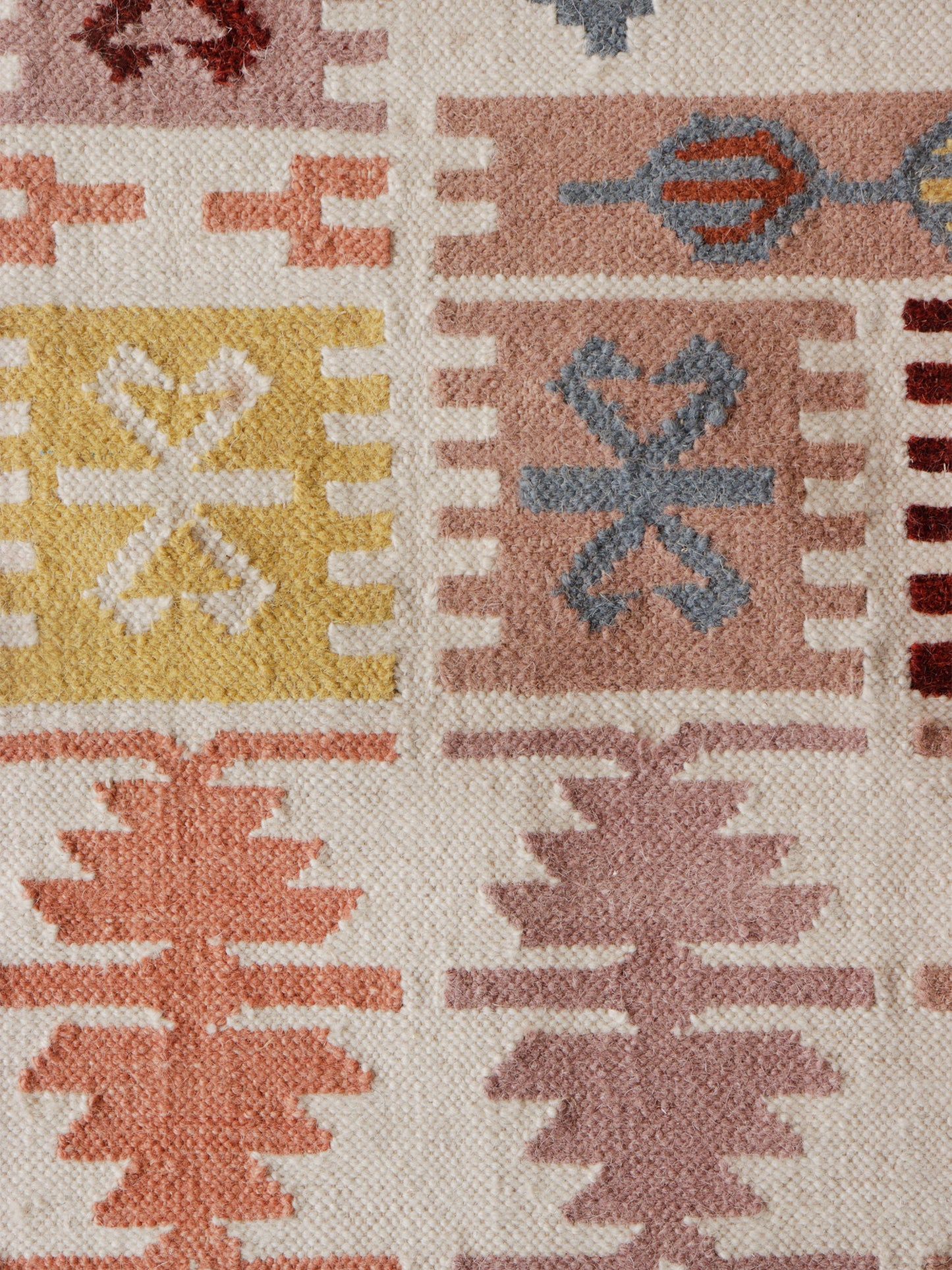 Dhurrie Abstract Kilim Handwoven Woolen for Floor, Living Room & Bedroom | Multi - 3x5 feet