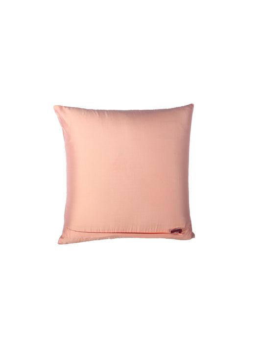 Central Motif in Two Tone Embrodiery Cushion Cover - Coral