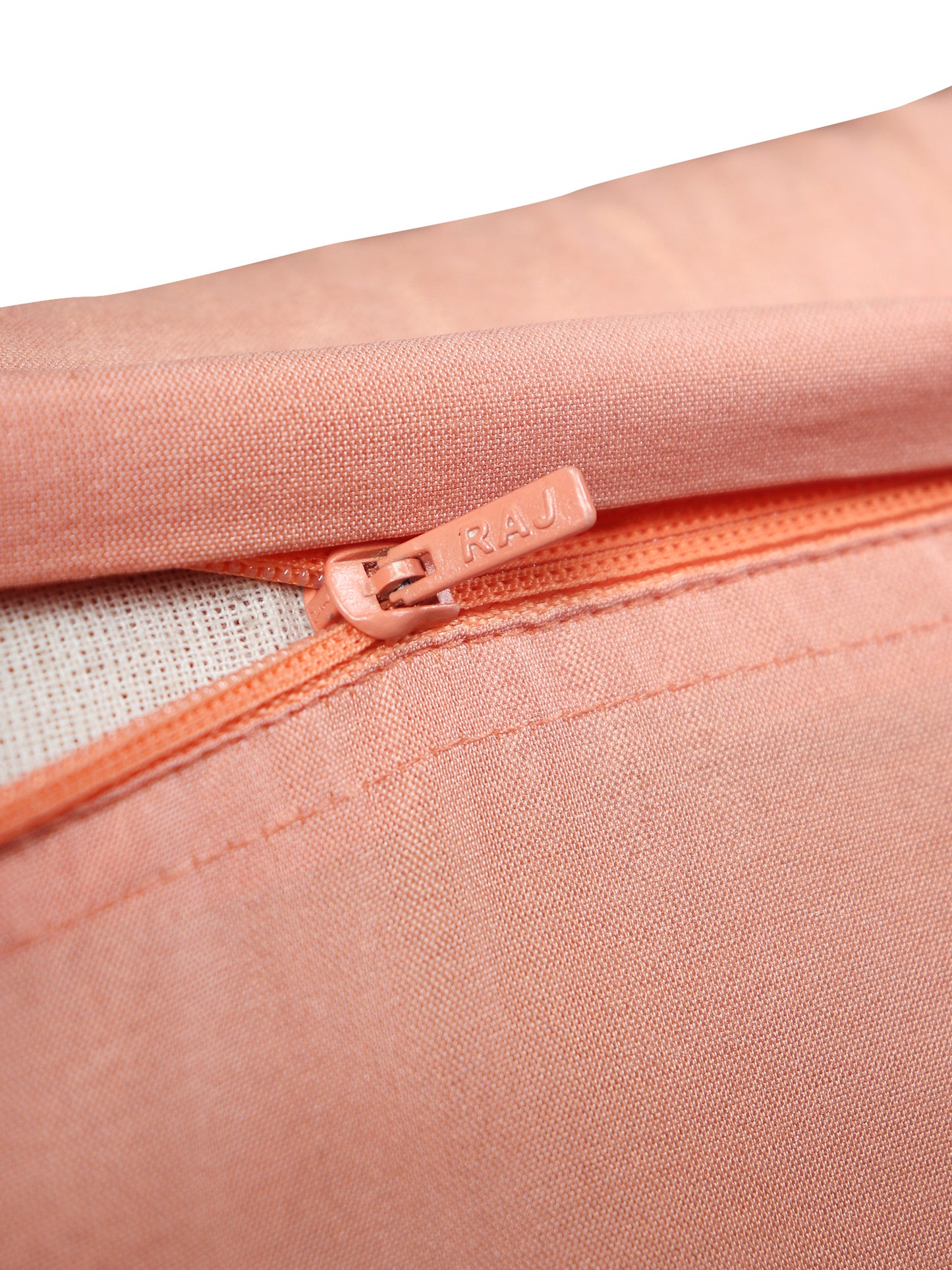 Central Motif in Two Tone Embrodiery Cushion Cover - Coral