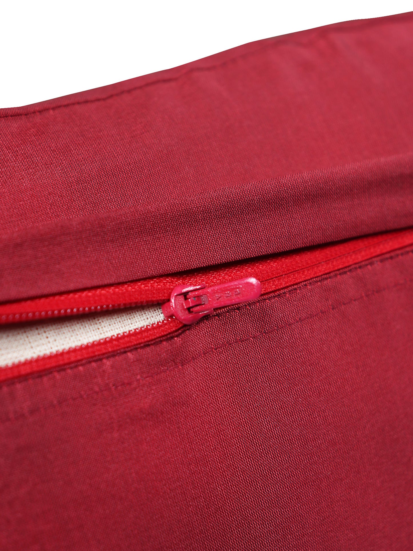 Motif Embroidered Cushion Cover with Patch and Applique - Red