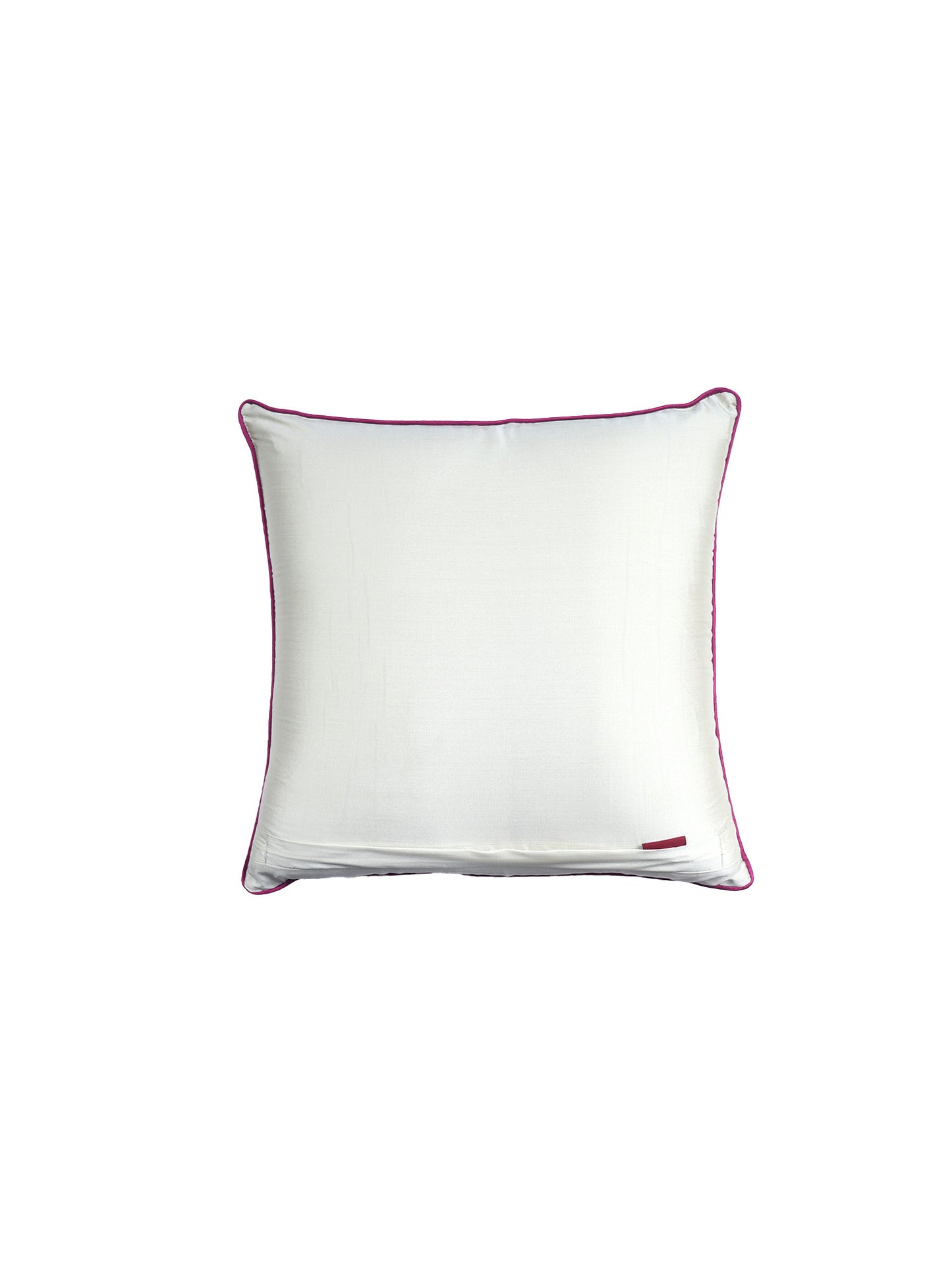 Floral Embroidered Cushion Cover with Cord Piping - White