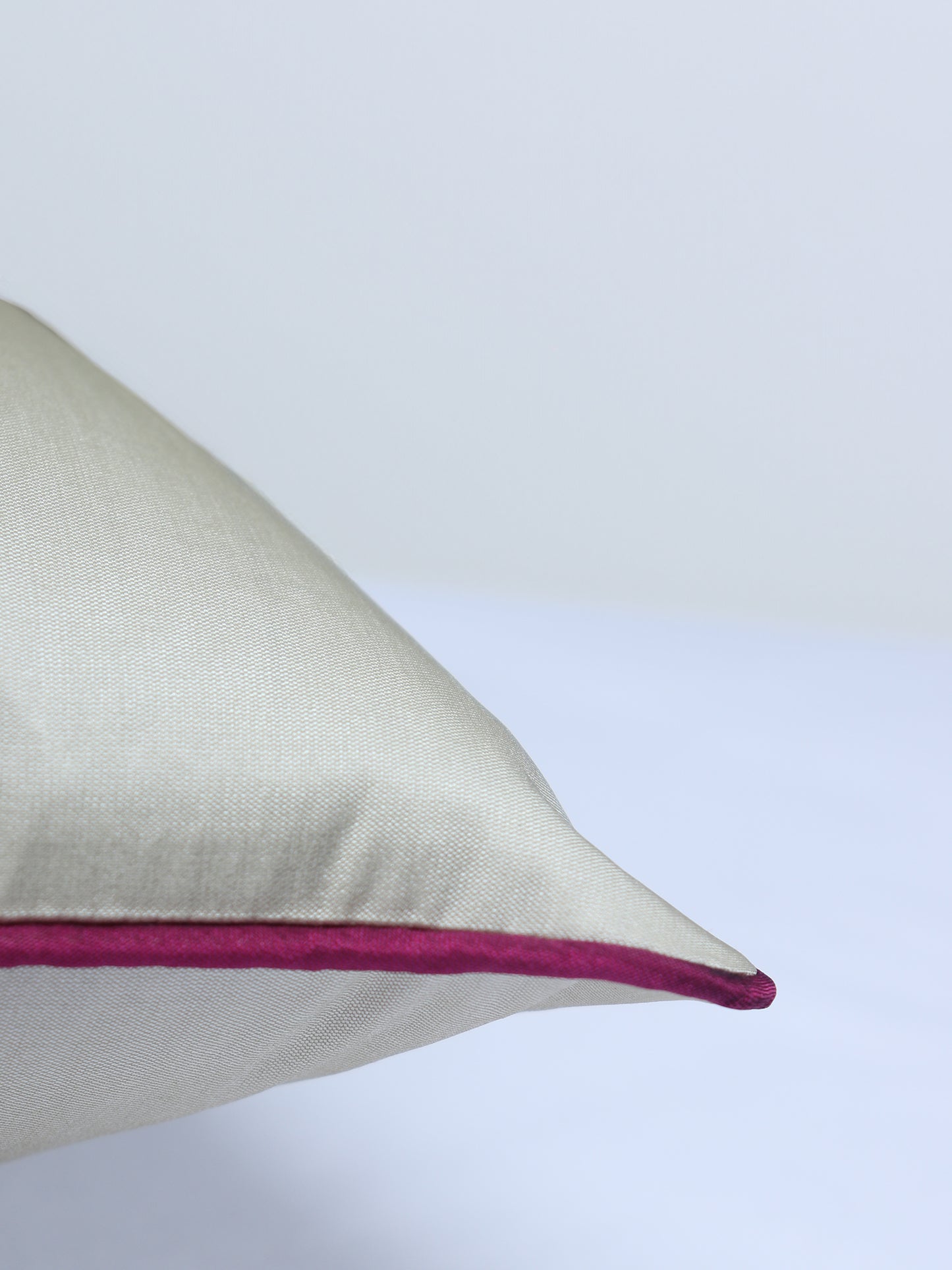 Floral Embroidered Cushion Cover with Cord Piping - White