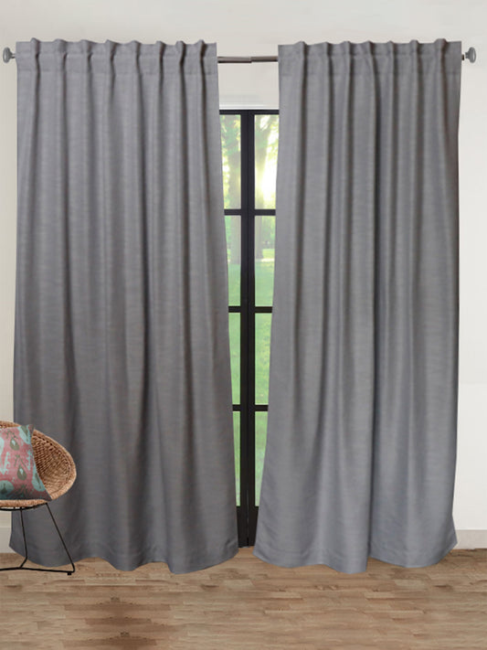 Door Curtain | Hidden Loops | Premium Cotton Fabric | 54 Inch x 84 Inch | Solid Grey