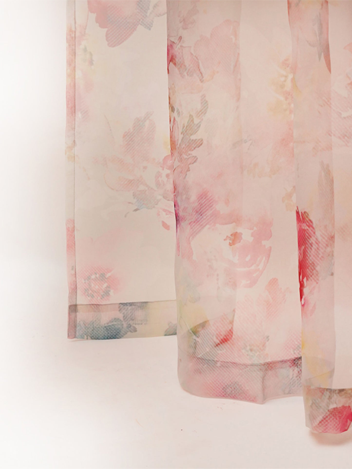 Door Transparent Sheer Curtain Polyester Abstract Floral Red- 50" X 90"