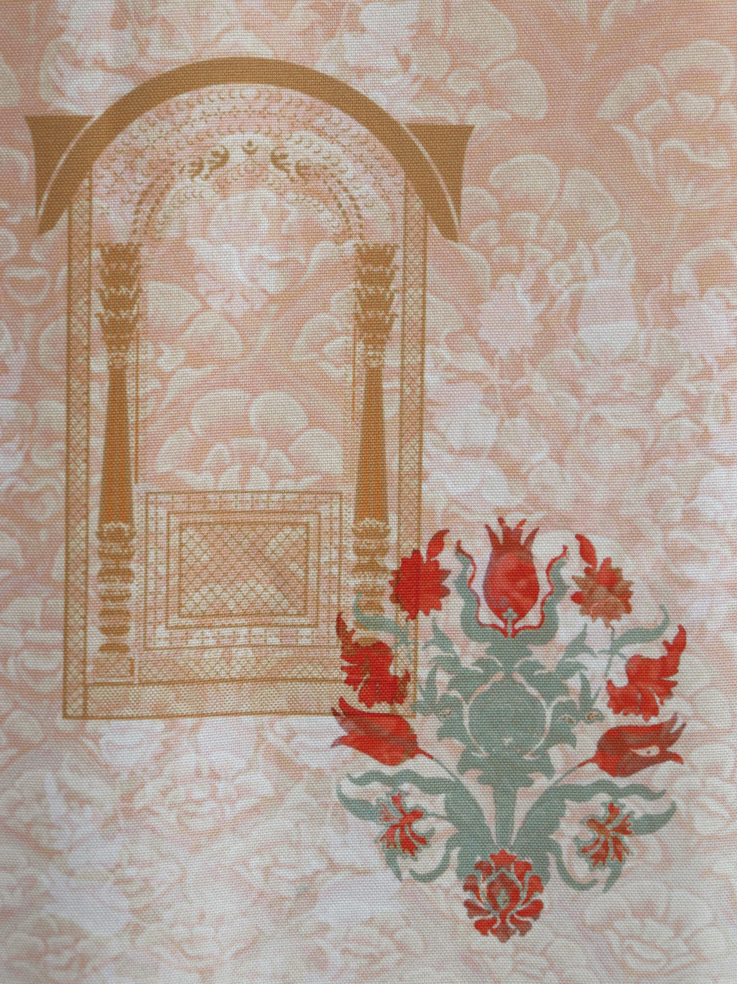 Door Curtain Cotton Blend Mughal Jharokha Printed in Beige Brown Color - 50" x 84"(Hidden Loop)
