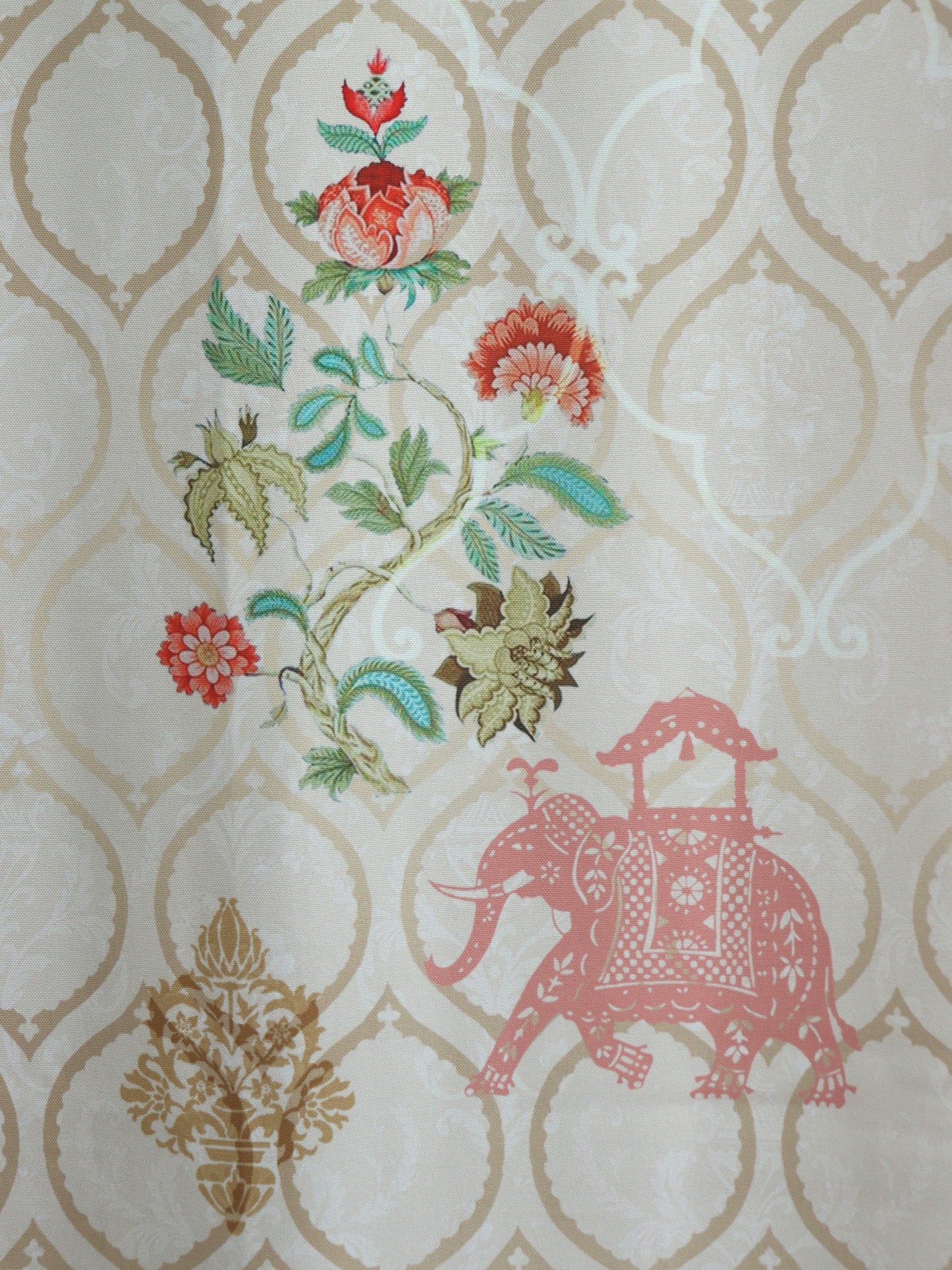 Door Curtain Cotton Blend Mughal Garden Printed in Beige Color - 50" x 84"(Hidden Loop)