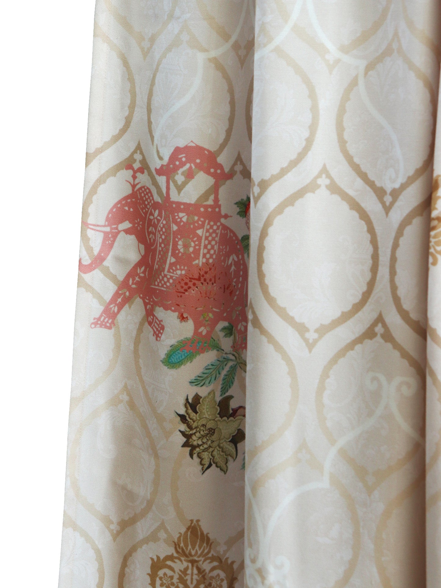 Door Curtain Cotton Blend Mughal Garden Printed in Beige Color - 50" x 84"(Hidden Loop)