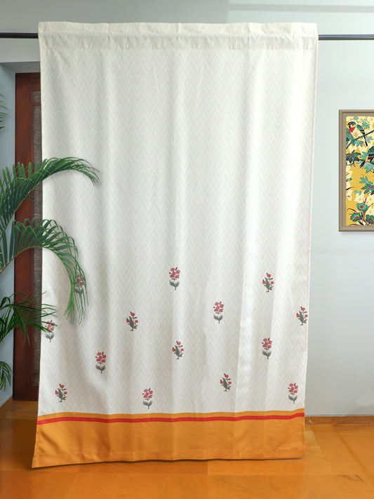 floral and chevron printed door curtain with hidden loop, 7feet, 50x84 inch