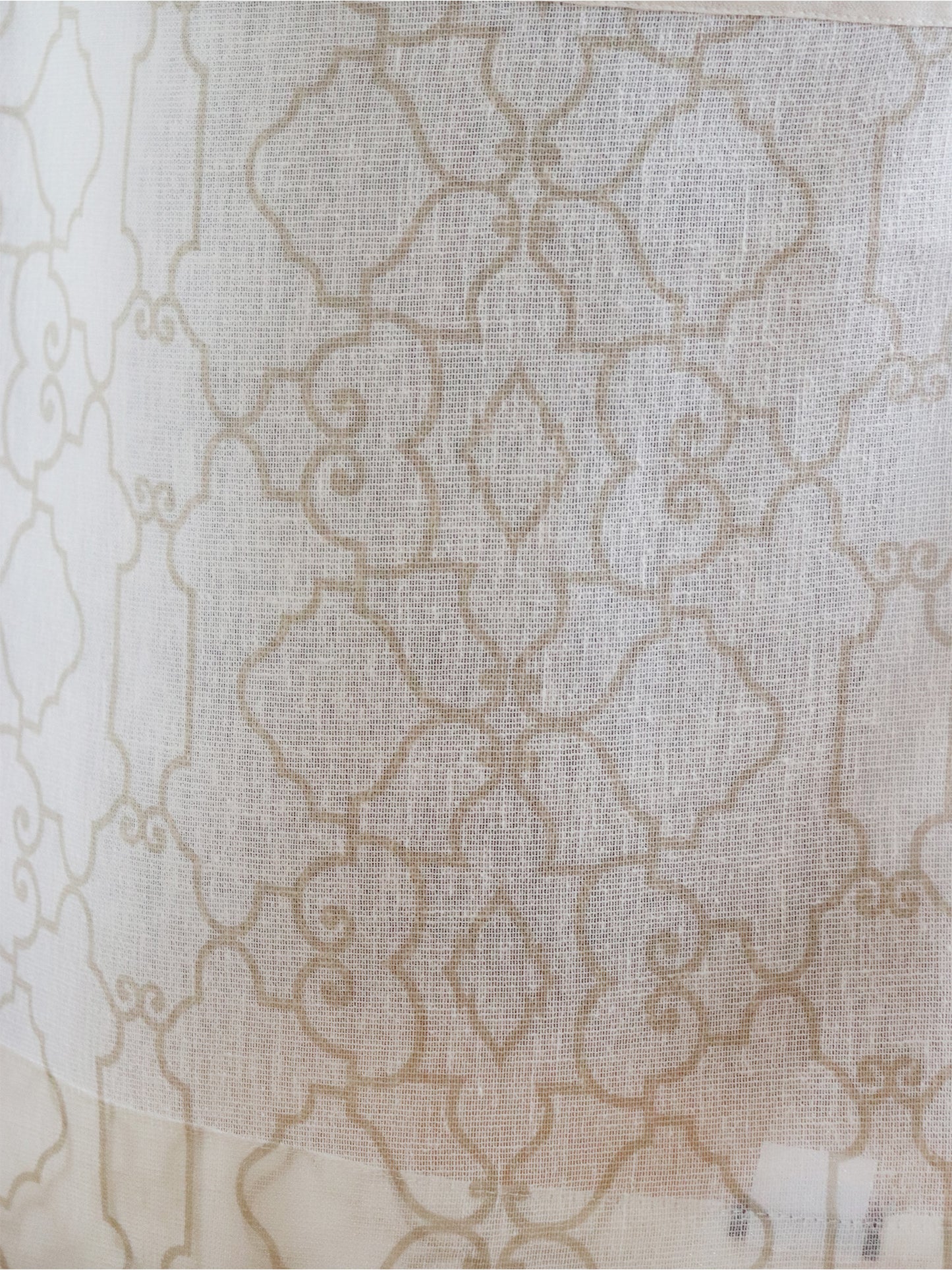 Abstract Jhali Door Sheer Curtain | Semi Transparent | Beige - 52x84 inches (7 feet)