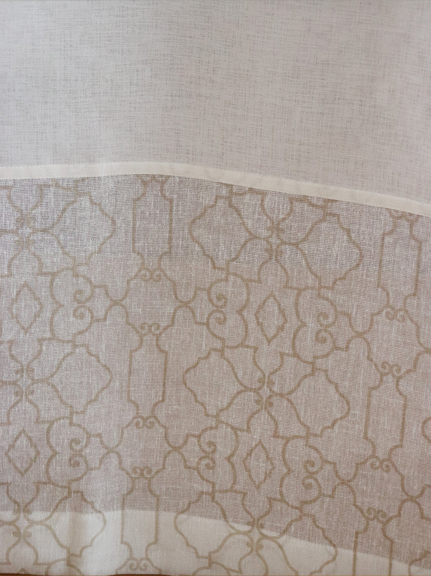 Abstract Jhali Door Sheer Curtain | Semi Transparent | Beige - 52x84 inches (7 feet)
