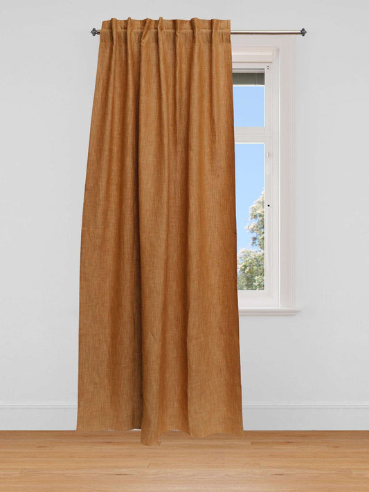 Curtain Cotton Blend Hidden Loop Self Textured Ocher - 52" x 90"
