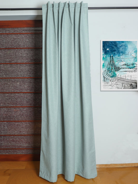 Door Curtain Cotton Solid Aqua Green - 52" X 84" (Hidden Loop) (7ft)