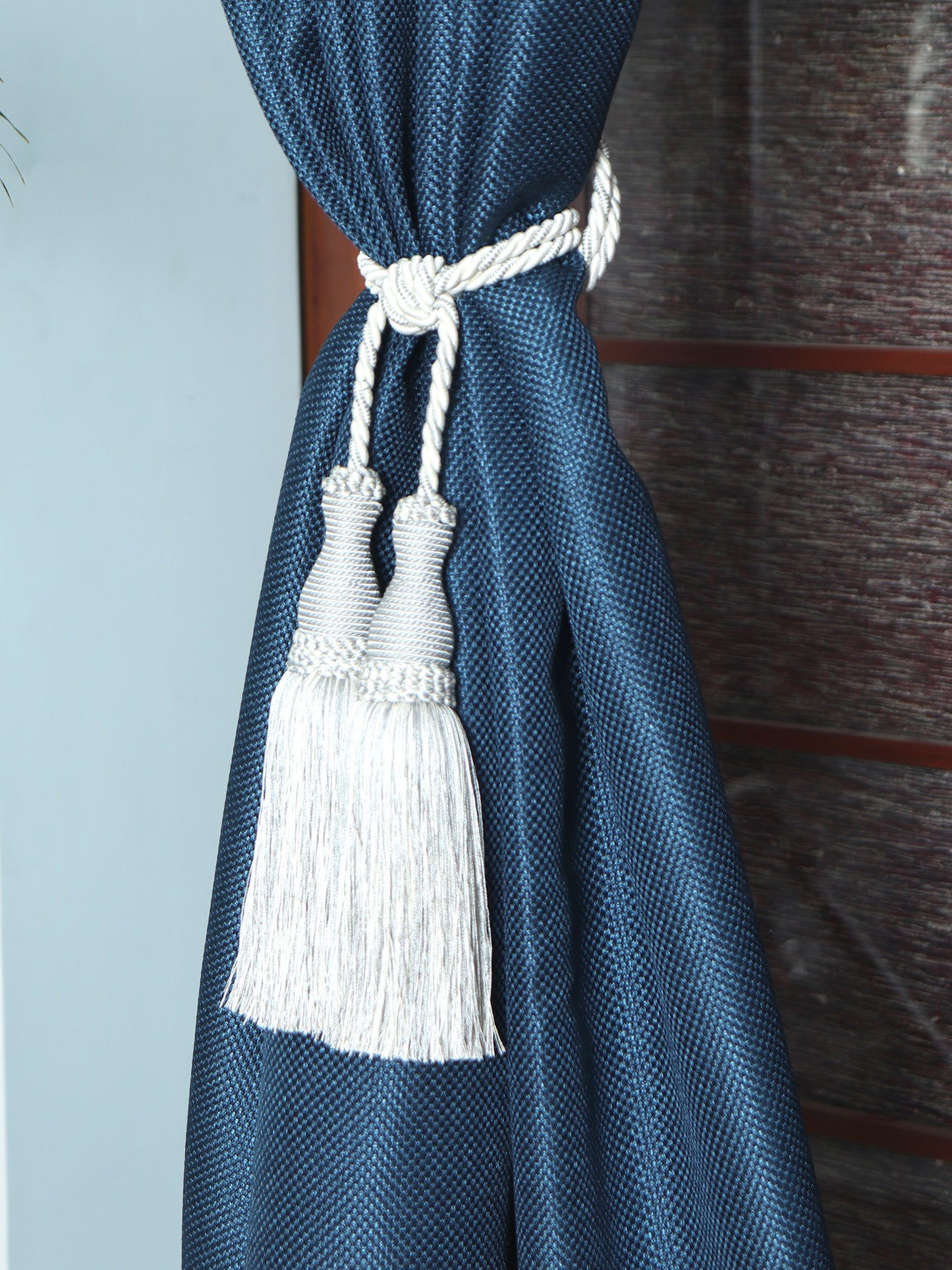 Door Curtain Polyester Self Textures Dark Teal - 52" X 84" (Hidden Loop)