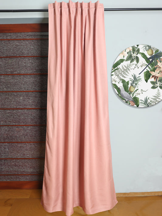 Door Curtain Cotton Blend Solid Coral Pink - 52" X 84" (Hidden Loop)