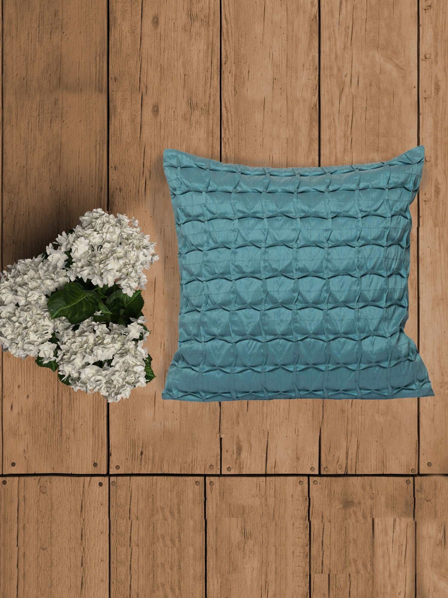 Cushion Cover 100% Polyester Box Pleated Blue - 16" X 16"