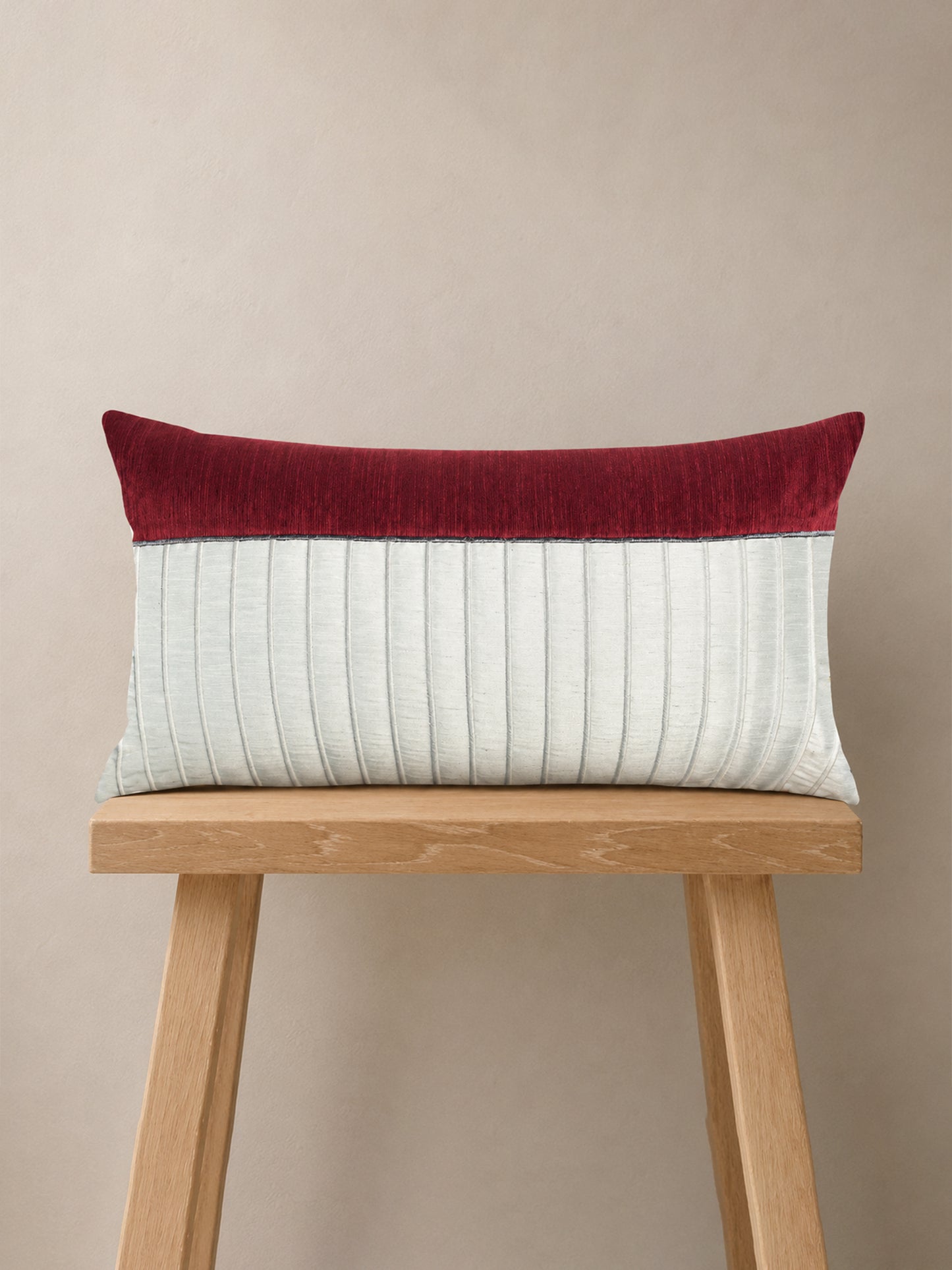 Technique Cushion Cover Polyester Maroon And Blue - 12" X 22"