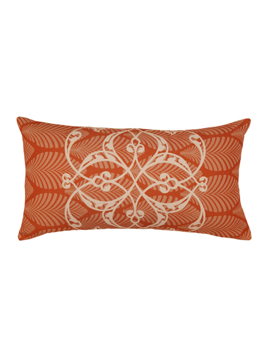 Polycanvas Orange Printed Lumbar Cushion Cover | 12" x 22" Inch