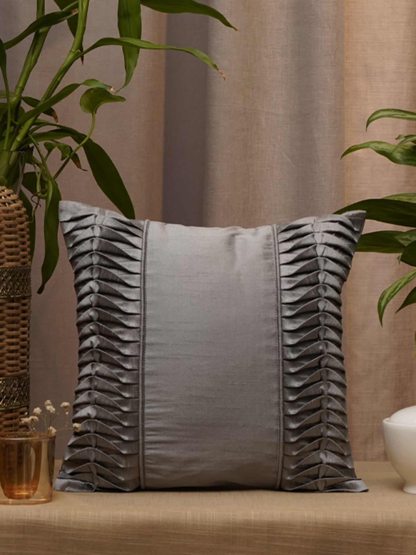 Technique Cushion Cover 100% Polyester Grey - 12" X 12"