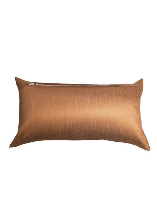 Self Textured | Golden Embellished | 100 % Polyester | 12 Inch x 12 Inch | Lumbhar Cushion Cover