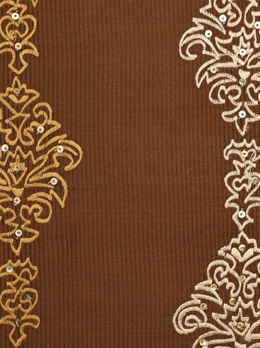 Cushion Cover Polyester Blend Embroidery Brown - 16" X 16"