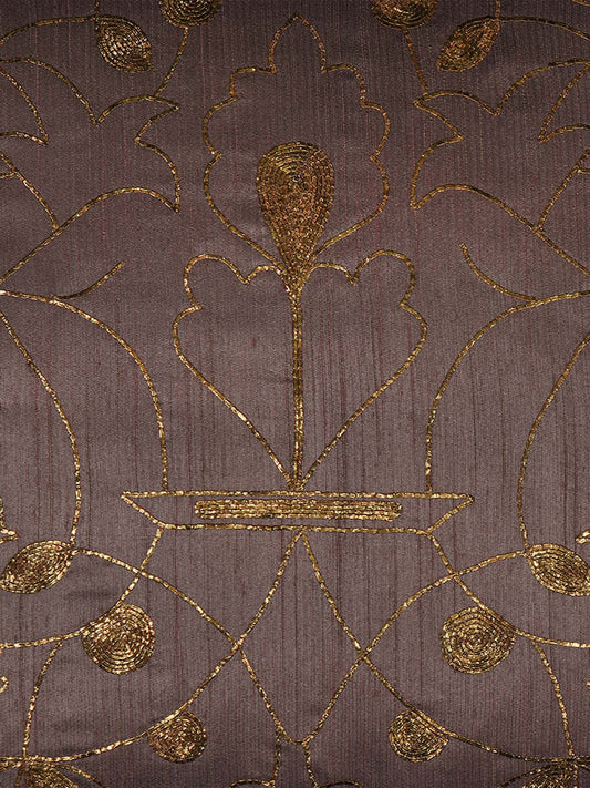 ZEBA World Eurosham Square Cushion Cover for Sofa, Bed | Embroidery - Polycanvas | Brown - 20x20in(50x50cm) (Pack of 1)