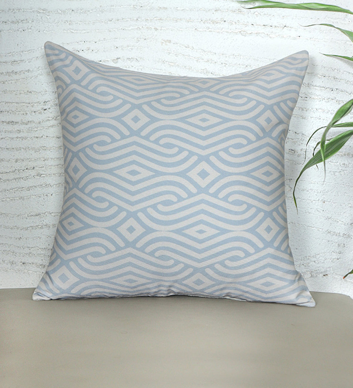 Cushion Cover with Abstract Print - Polyester Blend | Blue/Grey - 20x20in
