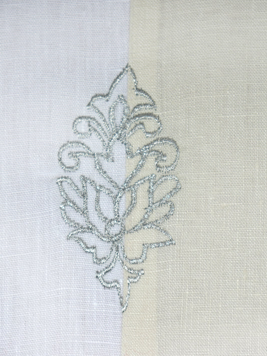 ZEBA World Square Cushion Cover for Sofa, Bed | Patchwork with Zari Hand Embroidery - Linen | Beige - 16x16in(40x40cm) (Pack of 1)
