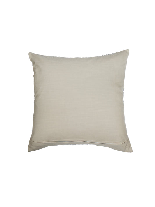 Eurosham Cushion Cover with Mughal Motif Print with Hand Embroidery - Polycanvas | Grey - 20x20in