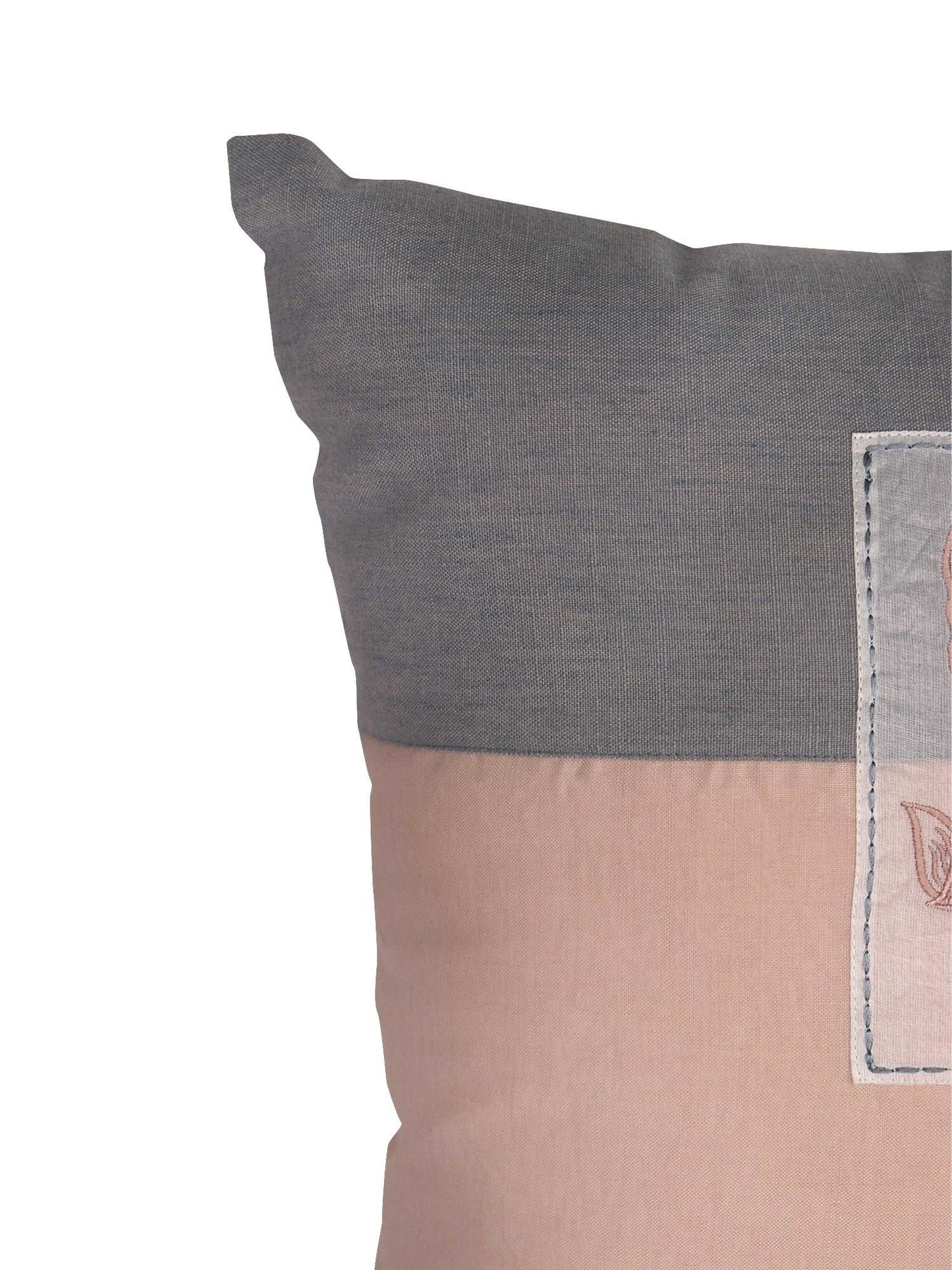 Cushion Cover Cotton Patchwork and Embroidery Motif Multi - 16inches X 16inches