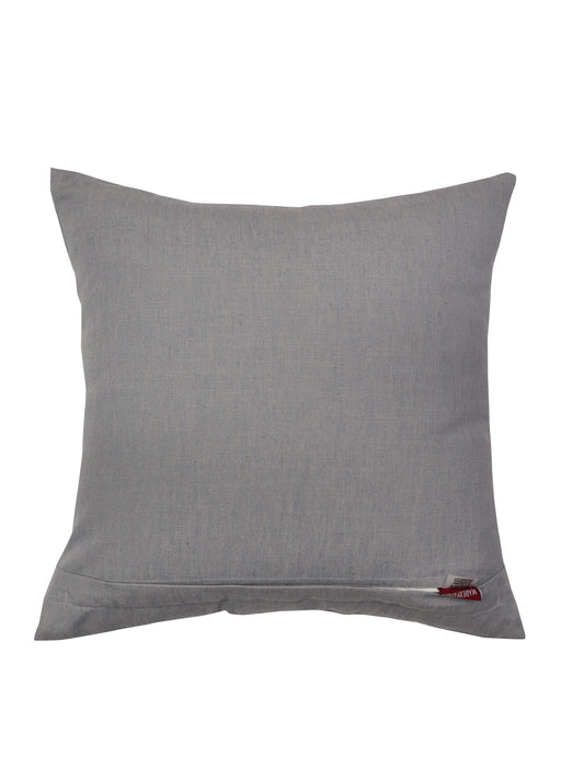 Hand Stitched Cross in Center | Embroidered Grey Cushion Cover 16 Inch x 16 Inch