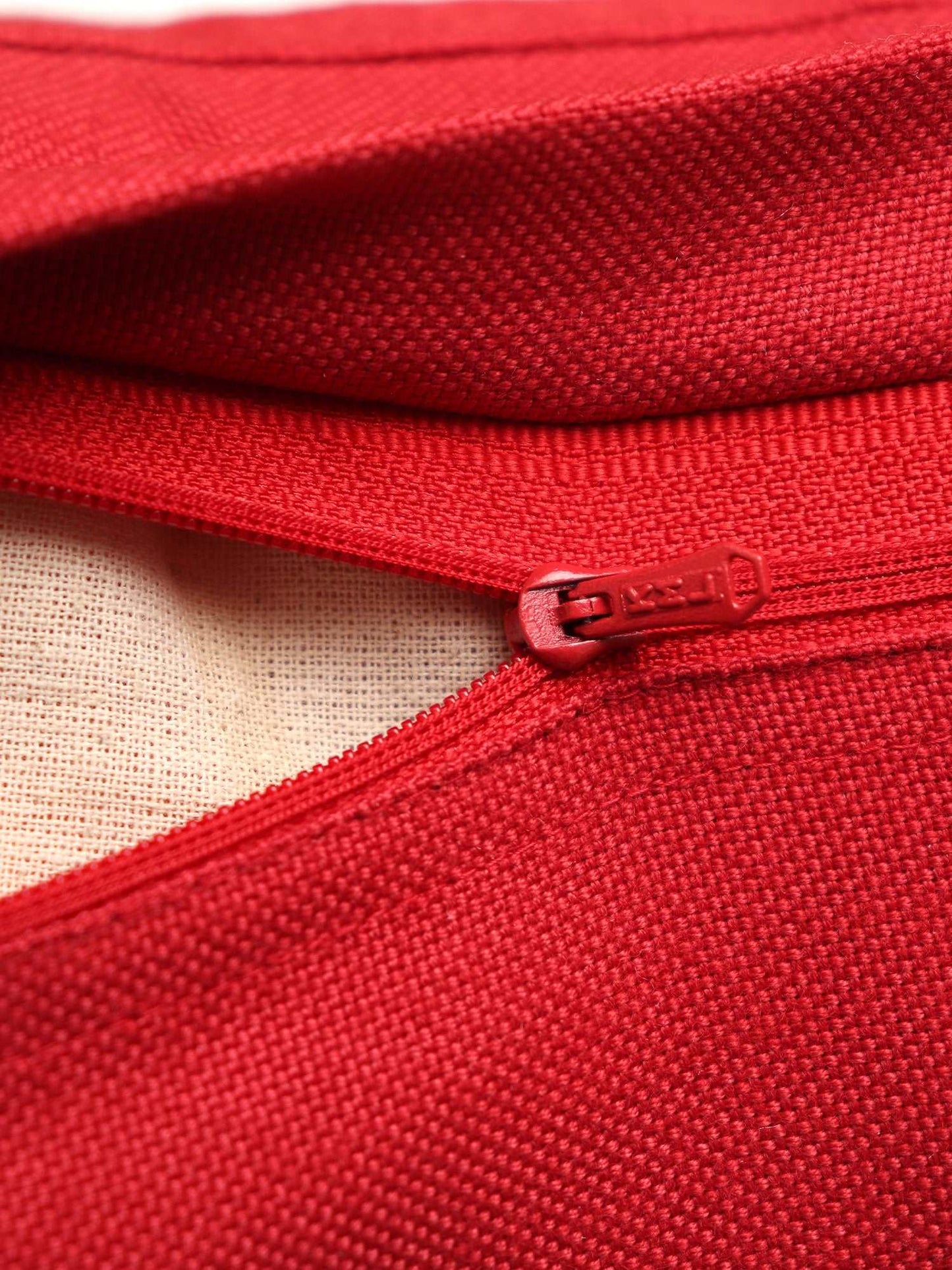 Cushion Cover Cotton Blend Hand Embroidered Motif Red - 16inches X 16inches