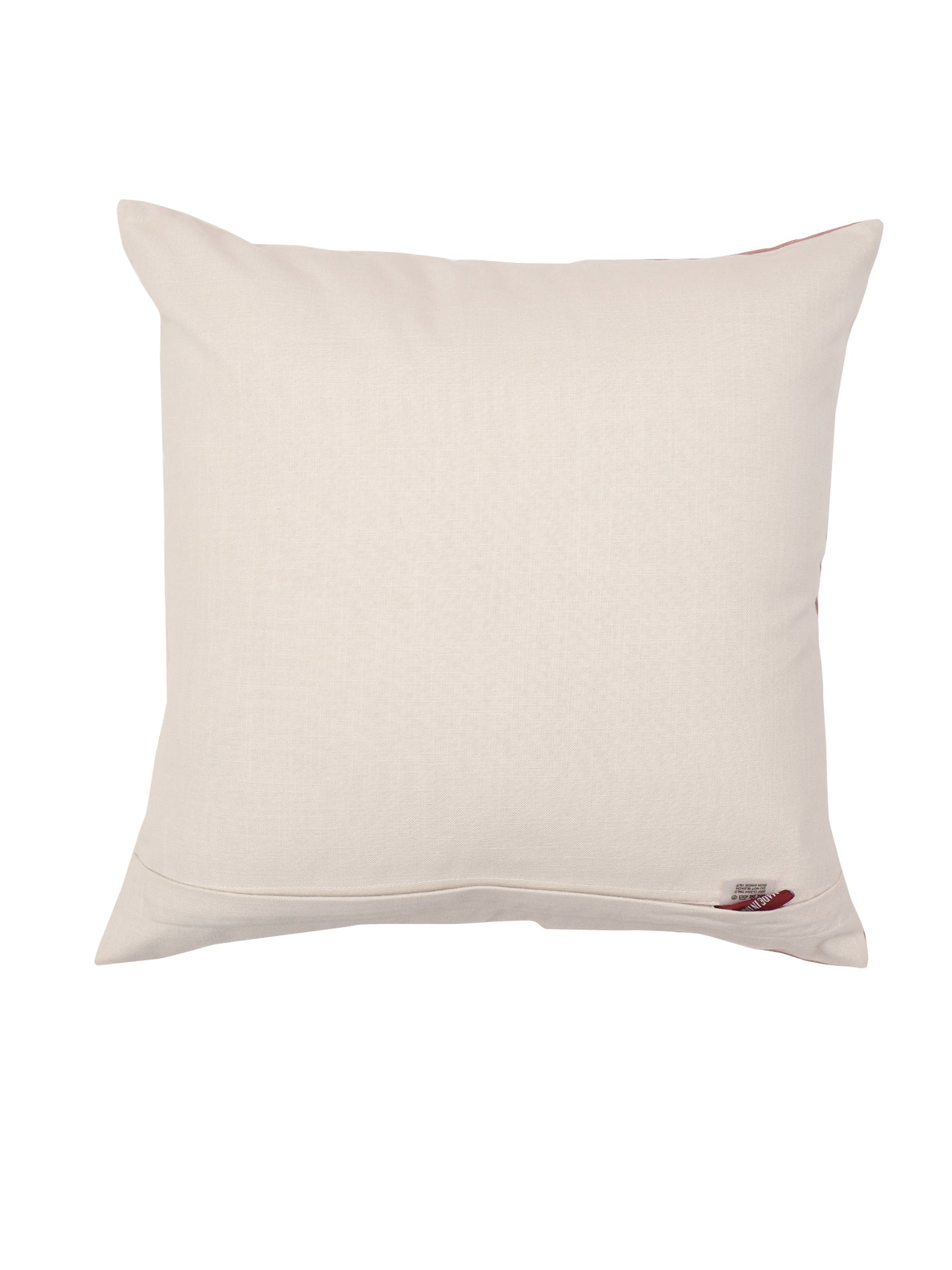 Cushion Cover Cotton Blend Floral Aari Embroidery with Patchwork Dark Coral - 16 X 16In
