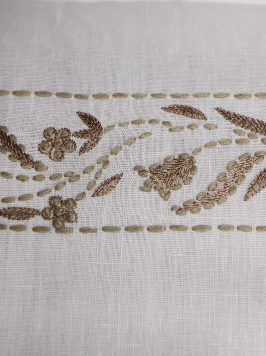 Cushion Cover Cotton Floral Embroidery White - 16inches X 16inches