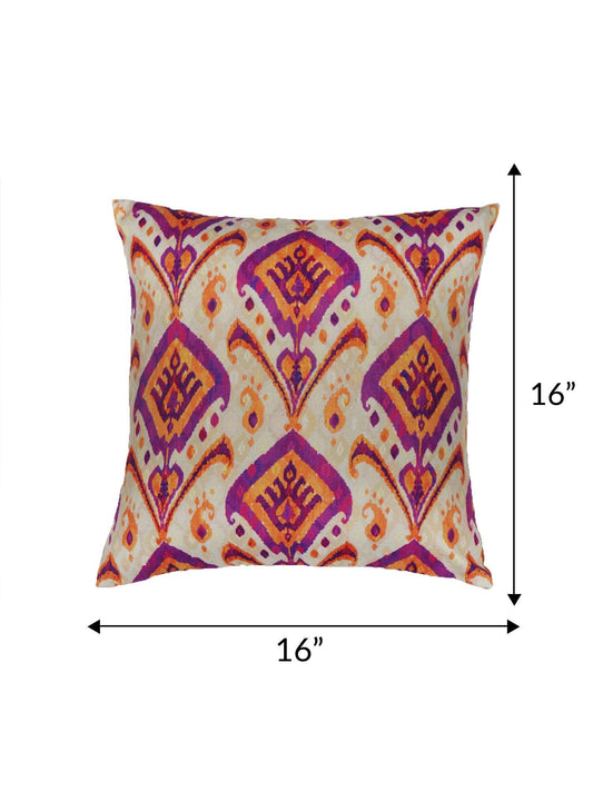Cushion Cover for Sofa, Bed Poly Canvas Ikat Print | Multi - 16x16in(40x40cm) (Pack of 1)