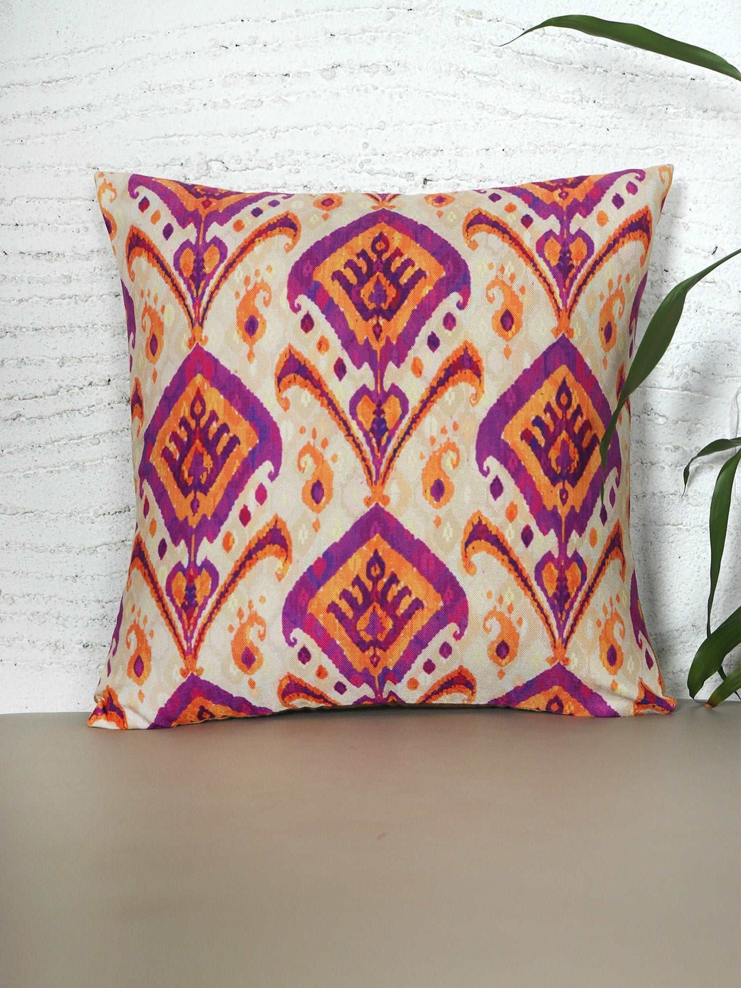 Cushion Cover for Sofa, Bed Poly Canvas Ikat Print | Multi - 16x16in(40x40cm) (Pack of 1)
