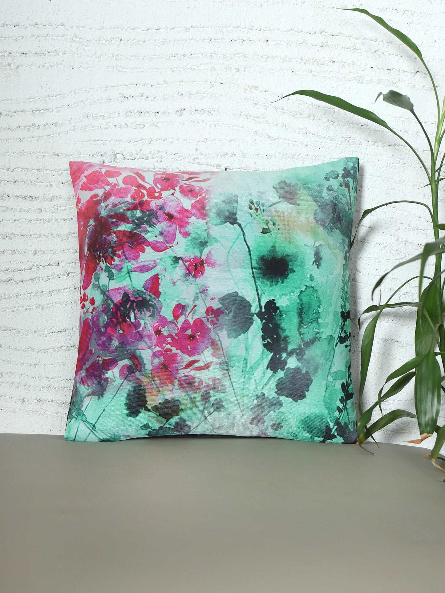 Cushion Cover for Sofa, Bed Poly Canvas Floral Print | Multi - 16x16in(40x40cm) (Pack of 1)