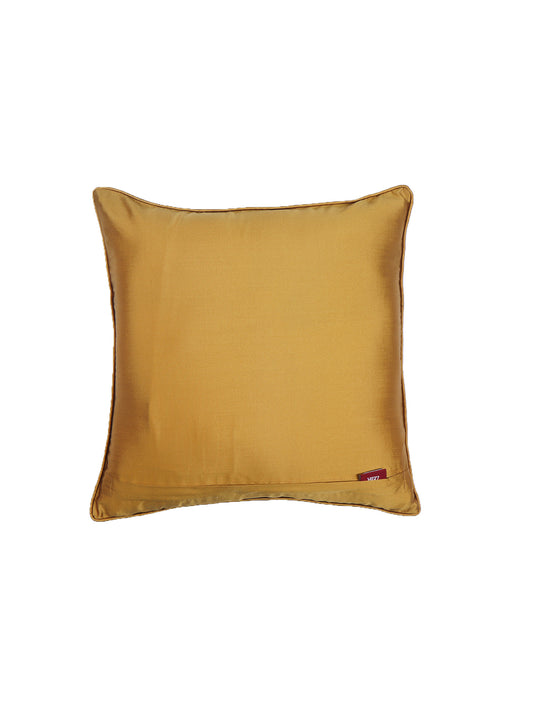 Cushion Cover for Sofa, Bed Brocade Silk Motif with Cord Piping Pink Gold - 16x16in(40x40cm) (Pack of 1)