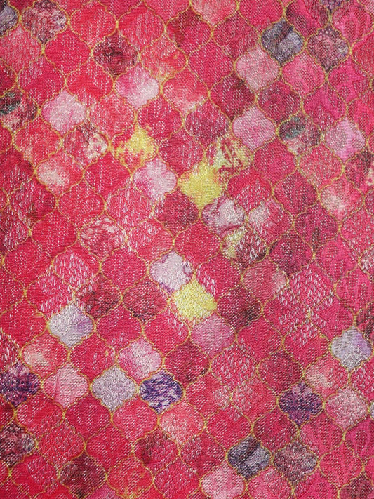 Cushion Cover for Sofa, Bed Brocade Silk Motif with Cord Piping Pink Gold - 16x16in(40x40cm) (Pack of 1)