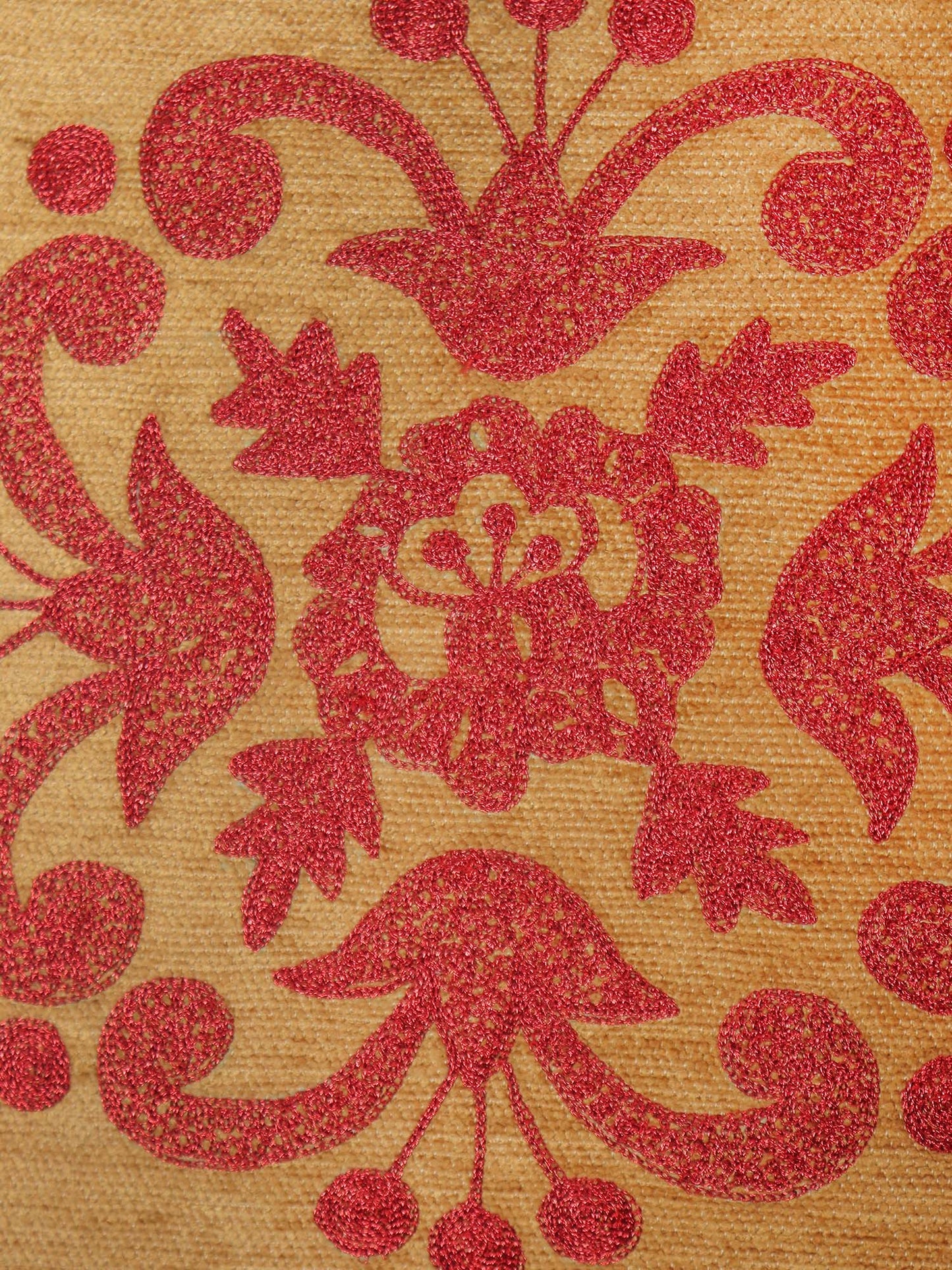 ZEBA World Square Cushion Cover for Sofa, Bed | Motif Embroidery - Chenille | Mustard Yellow - 16x16in(40x40cm) (Pack of 1)