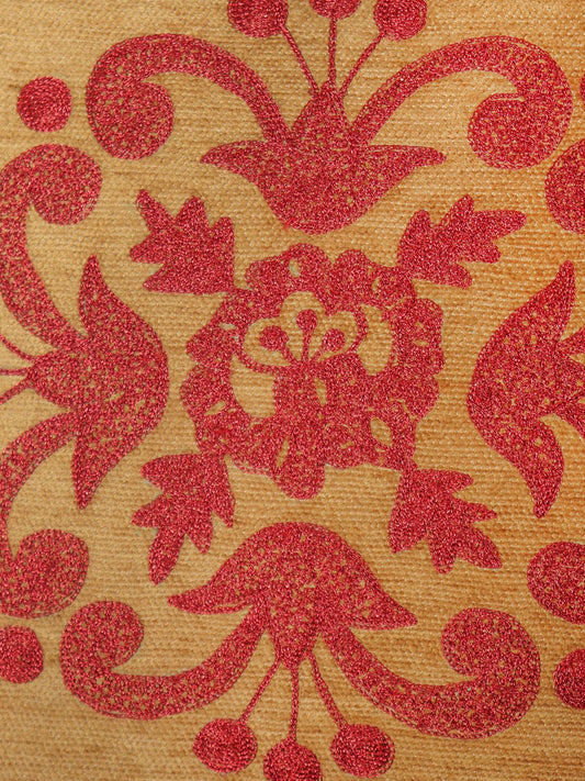 ZEBA World Square Cushion Cover for Sofa, Bed | Motif Embroidery - Chenille | Mustard Yellow - 16x16in(40x40cm) (Pack of 1)