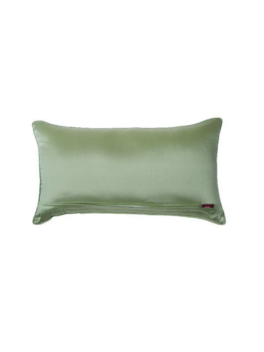 Cushion Cover for Sofa, Bed | Cotton Polyester| Floral Design | Hand Embroidery with Cord Piping | Multicolor - 12x22in(30x56cm) (Pack of 1)