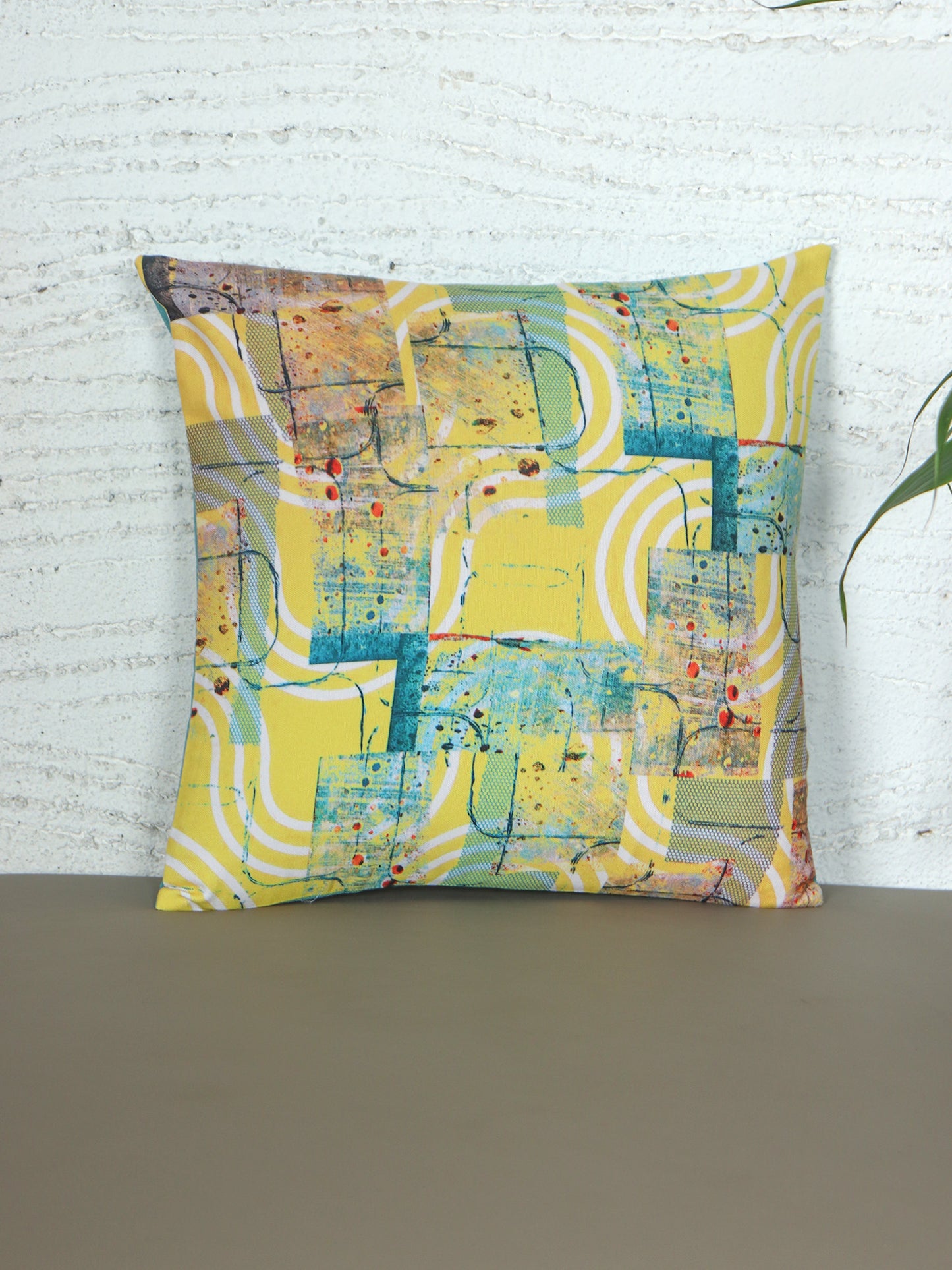 Abstract Art Cushion Cover 16x16in - Multicolor Polycanvas Print | Zeba World